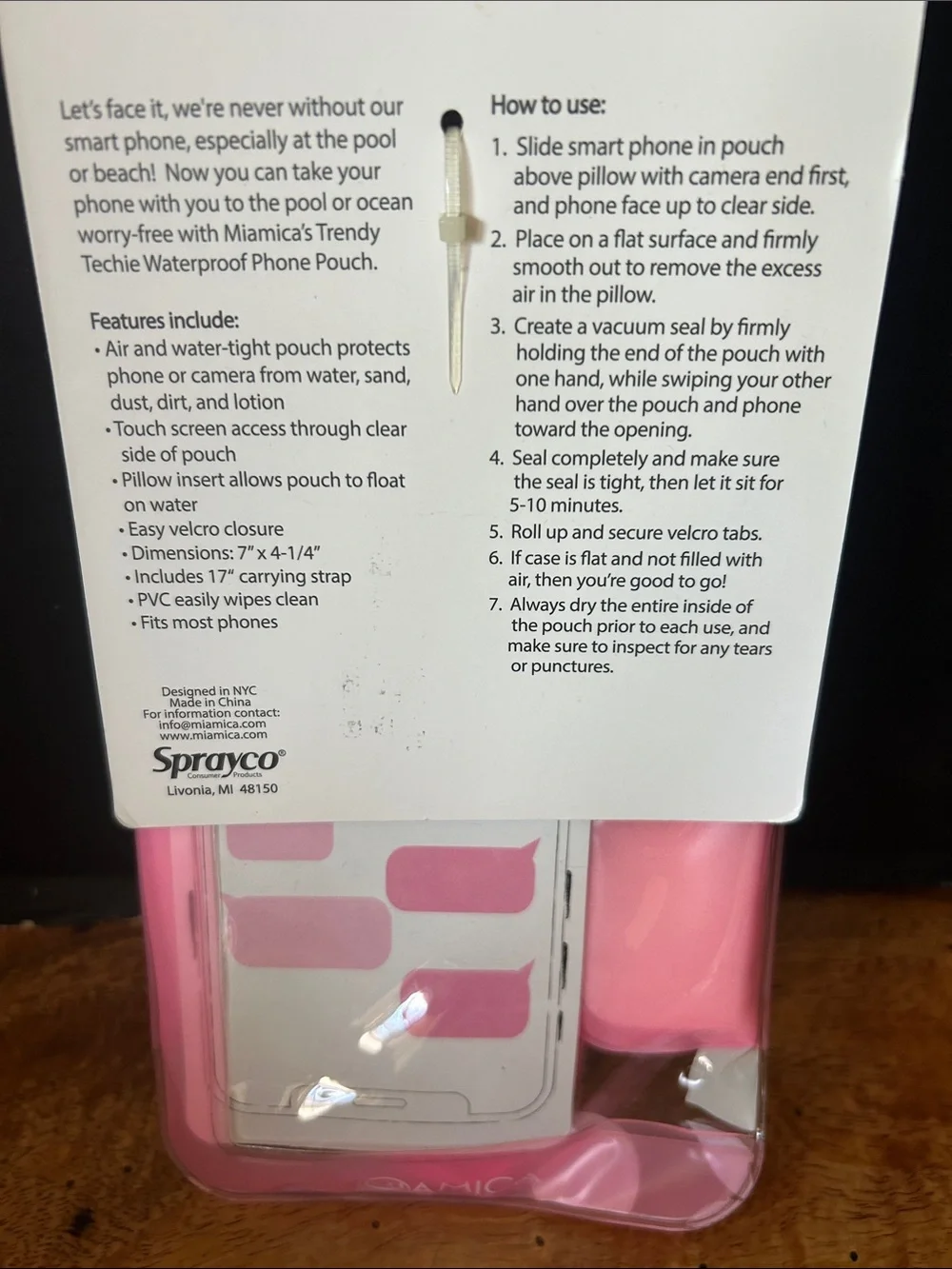 Miamica Trendy Techie Waterproof Phone Pouch - Pink Lemon Print